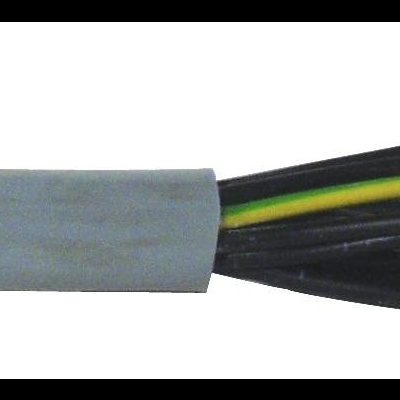 Cabo elétrico com isolamento cinzento e quatro condutores internos