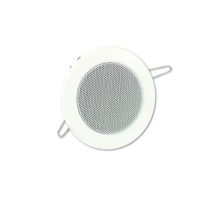 Altifalante embutido redondo branco com grelha cinza e molas metálicas