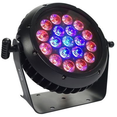 Refletor LED preto com LEDs vermelhos e azuis