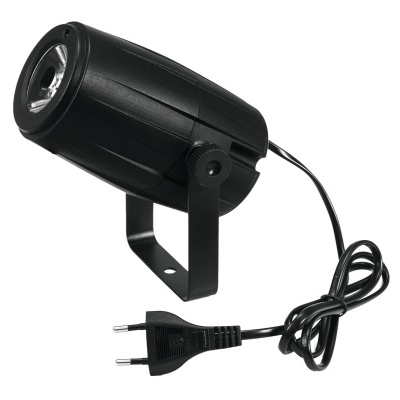 Projetor de luz LED preto com suporte e ficha elétrica