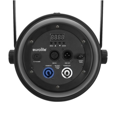 Painel frontal de equipamento electrónico Eurolite com conectores e visor digital