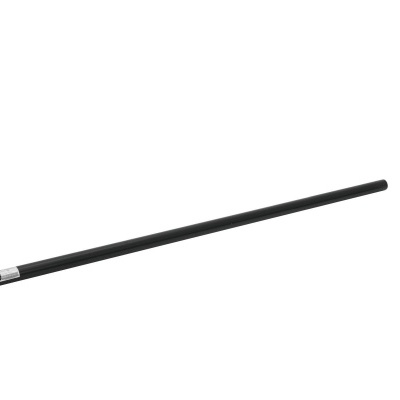 Varão de cortina preto em metal com etiqueta