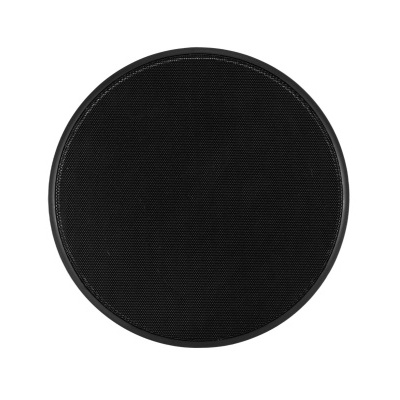 Produto redondo preto com textura de malha no centro e borda lisa