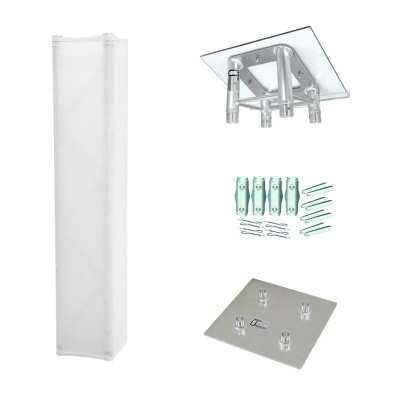 Conjunto para luminária suspensa com tecido branco, base metálica, placa e parafusos