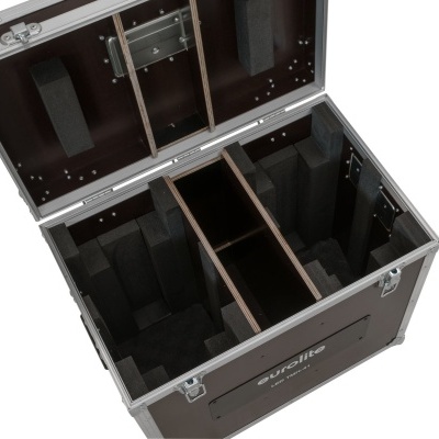 Mala rígida preta com interior em espuma e divisórias