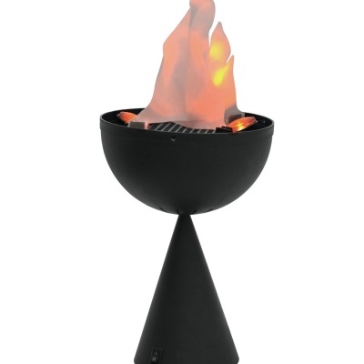 Candeeiro decorativo preto com chama simulada e base cónica