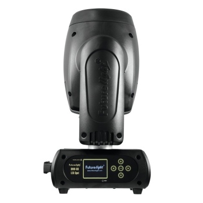Cabeça móvel preta para equipamento de iluminação com display digital FutureOpt.