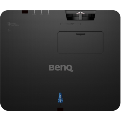 Projetor BenQ preto visto de cima com controles e ventilação