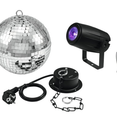 Conjunto de animação com bola de espelhos, projetor, comando e suporte