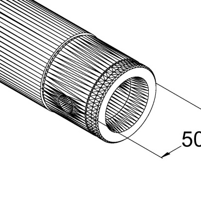 Desenho técnico de tubo com dimensão 50