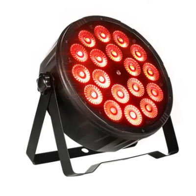 Refletor LED preto com 18 luzes vermelhas em círculo e suporte metálico