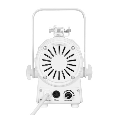 Projetor de luz LED branco com suporte metálico e botão de controlo