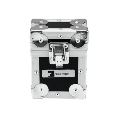 Estojo metálico preto com fecho da marca Roadinger