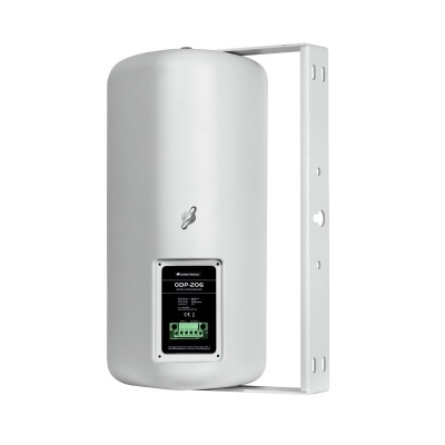 Reservatório metálico cilíndrico branco com etiqueta preta