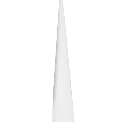 Cone comprido cónico branco com base preta sobre fundo branco
