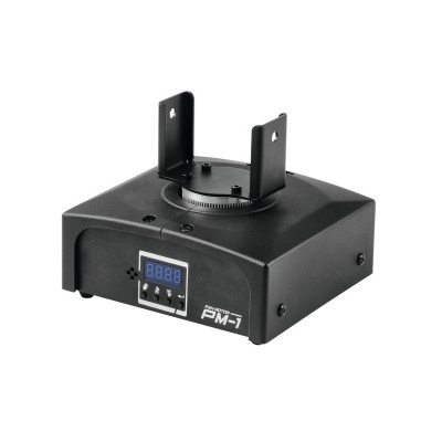 Dispositivo eletrónico preto com ecrã digital azul e suporte metálico para montagem