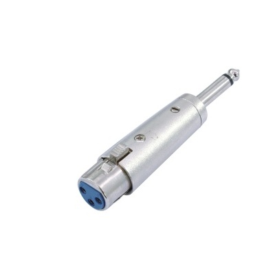 Adaptador metálico prateado XLR fêmea para jack 6,35 mm