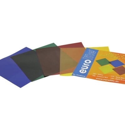 Folhas de acetato coloridas com embalagem laranja