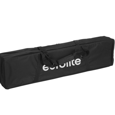 Bolsa de transporte preta longa com texto Ecolite em branco