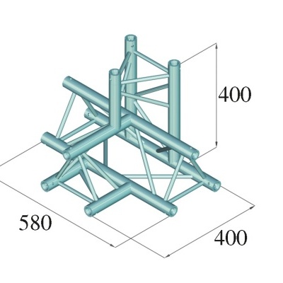 estrutura metálica tridimensional prateada com tubos e reforços triangulares