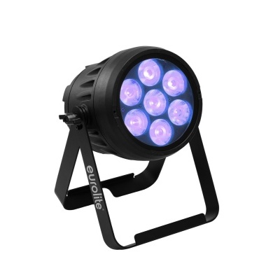 Refletor de luz LED preto com sete lentes circulares e suporte
