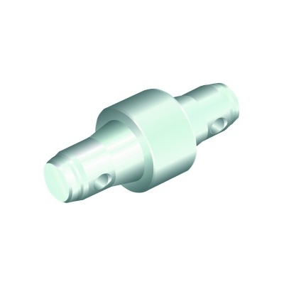 Conector cilíndrico verde com orifícios e corpo central largo