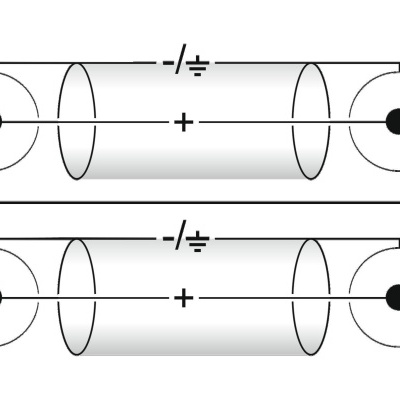 Diagrama de resistores variáveis com polaridade e terra