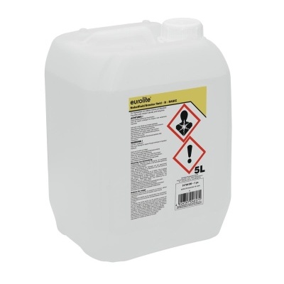 Recipiente plástico branco translúcido de 5 litros com rótulo de advertência da marca eurolite