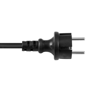 Cabo de alimentação elétrico preto com ficha de dois pinos
