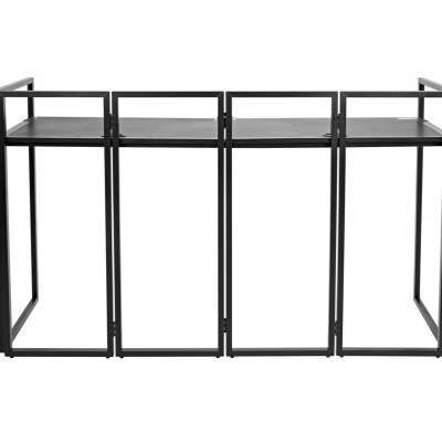 Estrutura metálica preta com quatro compartimentos e design minimalista