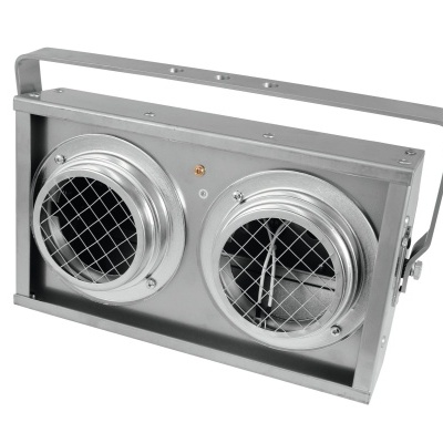 Refletor metálico industrial com duas lâmpadas e suporte ajustável