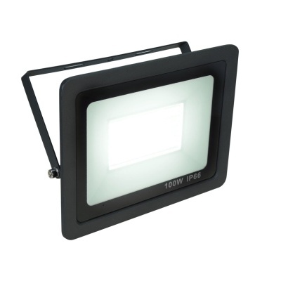 Refletor LED quadrado preto com suporte ajustável e vidro opaco