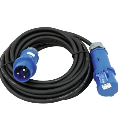 Cabo de extensão industrial azul e preto