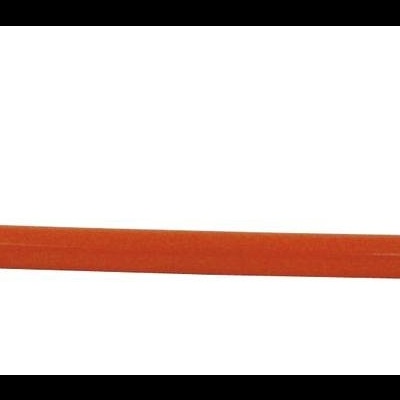 Bengala laranja com apoio metálico para óculos numa extremidade