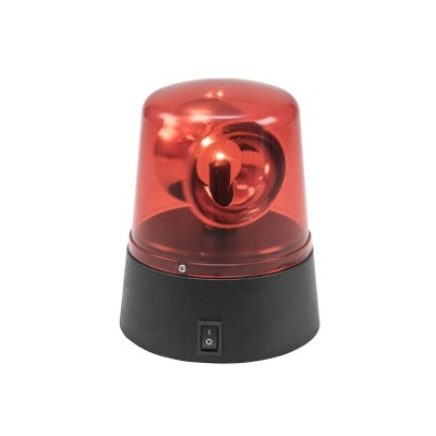 Luz de sinalização vermelha com base preta e cúpula translúcida