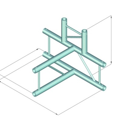 Estrutura metálica tubular azul clara com tubos verticais e horizontais