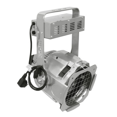 Refletor de luz prateado metálico com cabo preto