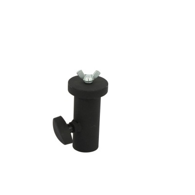 Suporte preto metálico com parafuso de aperto em asa prateado