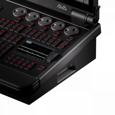 Aparelho electrónico preto com teclado, botões cinzentos e visor digital