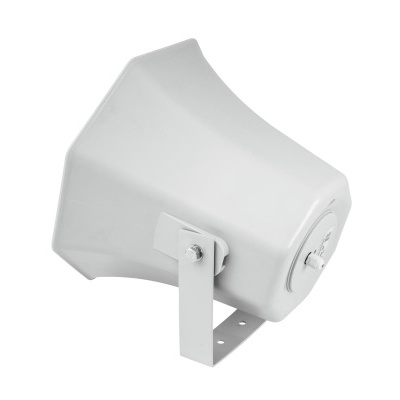 Coluna de som altifalante cónica branca com suporte metálico