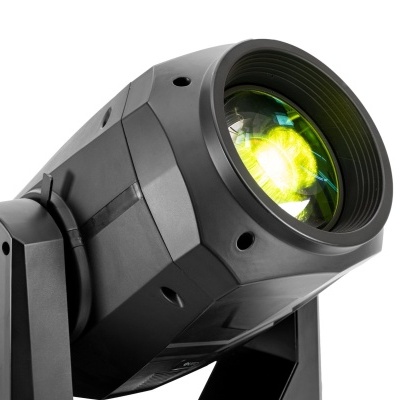 Projeetor de luz profissional preto com lente frontal e suporte metálico