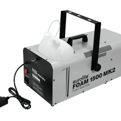 Máquina de espuma Eurolite FOAM 1500 MK2 cinzenta com alça preta e recipiente branco