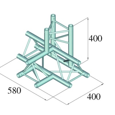 Estrutura metálica tridimensional com tubos e conexões triangulares