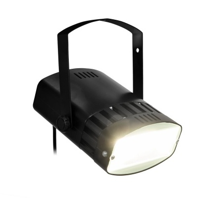 Refletor de iluminação preto com suporte ajustável em fundo branco
