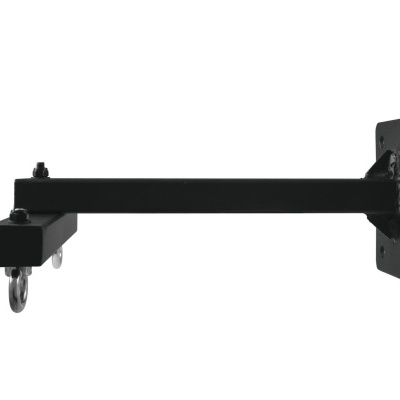 Suporte de parede metálico preto com braço e argola