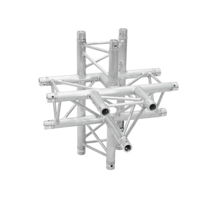 Estrutura metálica prateada com tubos cilíndricos