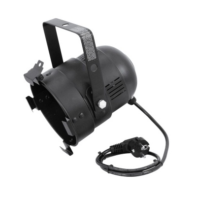 Refletor de luz preto com suporte ajustável e cabo elétrico