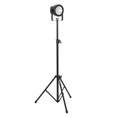 Luz circular branca em tripé preto ajustável