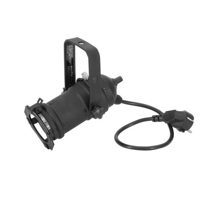 Holofote de iluminação profissional preto com suporte e cabo