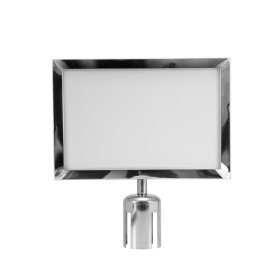 Suporte retangular metálico prateado para etiquetas ou preços